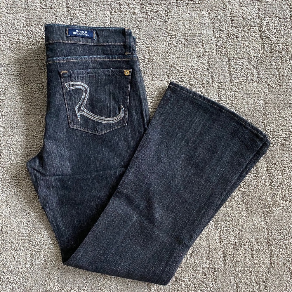 Rock & Republic Black Wash Flare Jean